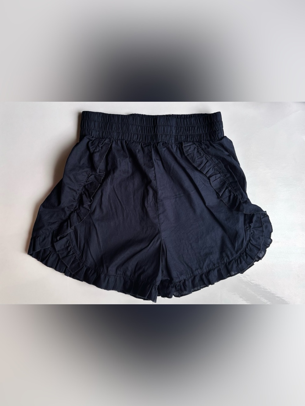 Vero Moda Navy Smocked Waist Ruffle Shorts bloomers summer boho coquette light